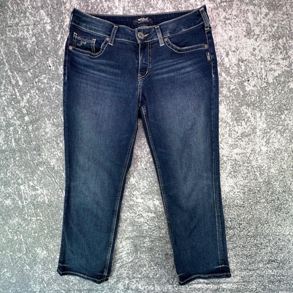 Silver Jeans Co. Capri Women 29 Suki Capri Dark Wash Embroidered EXCELLENT